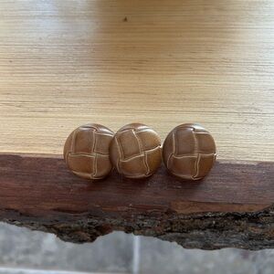Vintage Style Brown Woven-Texture Shank Buttons (Set of 3)